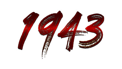 3D blood red number design of 1943 on white background.