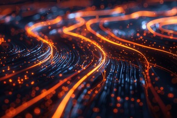 Digital lines running through a secure system room