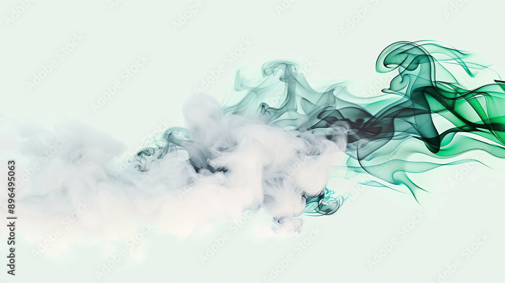 Aufkleber smoke swirling in beautiful patterns against a soft background. ethereal wisps of white and green sm