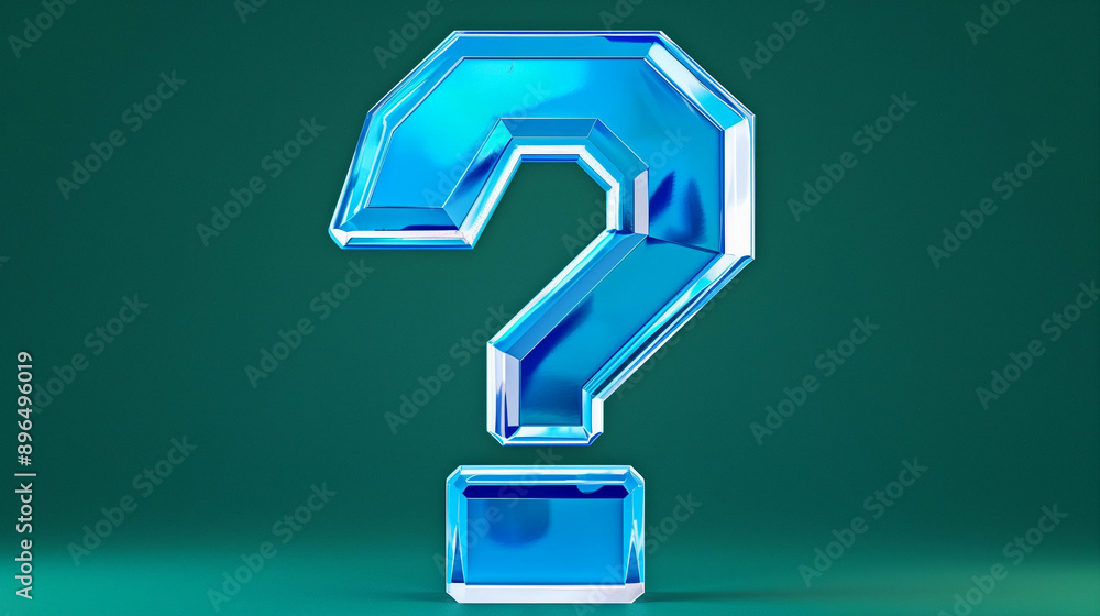 Aufkleber question mark symbol in 3d glass effect. glossy graphic design element for abstract visuals. iconic 