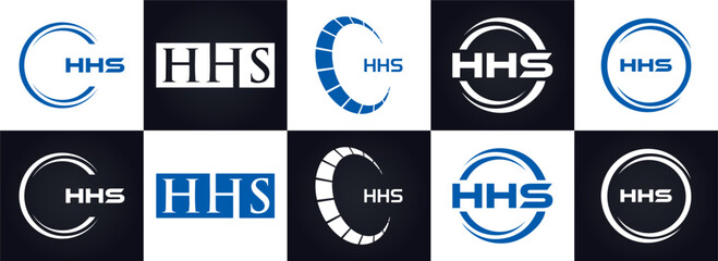 HHS logo. H H S design. White HHS letter. HHS, H H S letter logo design. H H S letter logo design in GOLD, GOLDEN LOGO, THREE, style. letter logo set in one artboard. H H S letter logo vector design.