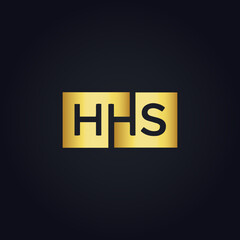 HHS logo. H H S design. White HHS letter. HHS, H H S letter logo design. H H S letter logo design in GOLD, GOLDEN LOGO, THREE, style. letter logo set in one artboard. H H S letter logo vector design.