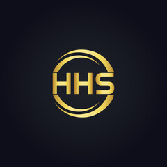 HHS logo. H H S design. White HHS letter. HHS, H H S letter logo design. H H S letter logo design in GOLD, GOLDEN LOGO, THREE, style. letter logo set in one artboard. H H S letter logo vector design.