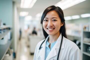 Portrait of a smiling middle aged female doctor in hospital