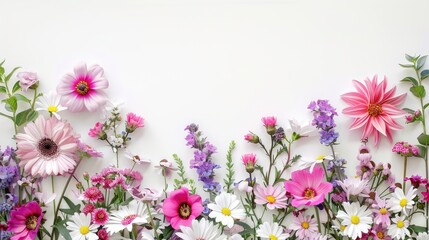 Flower border on a white backdrop