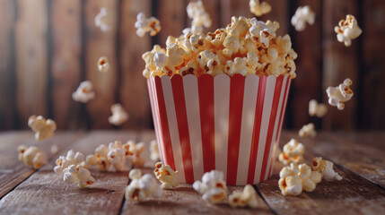 Popcorn in a red and white striped