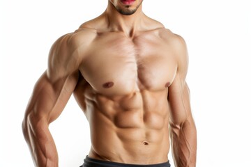 Fototapeta premium Fit young male with attractive upper body on white background