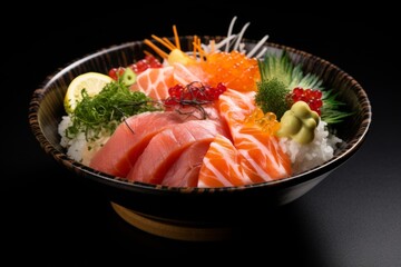 Close up of chirashi sushi