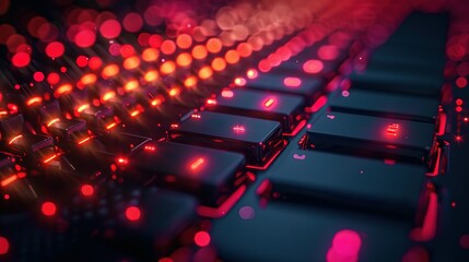 Fototapeta premium Red Backlit Keyboard with a Focus on the 'Tab' Key