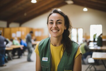 Young female volunteer at community center