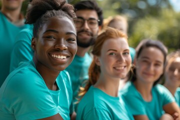 Diverse group of volunteers at community charity event