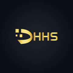 HHS logo. H H S design. White HHS letter. HHS, H H S letter logo design. H H S letter logo design in GOLD, GOLDEN LOGO, THREE, style. letter logo set in one artboard. H H S letter logo vector design.