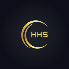 HHS logo. H H S design. White HHS letter. HHS, H H S letter logo design. H H S letter logo design in GOLD, GOLDEN LOGO, THREE, style. letter logo set in one artboard. H H S letter logo vector design.