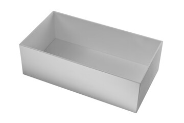 Empty white rectangular cardboard box isolated on transparent background. Ideal for packaging, shipping, or storage concepts.