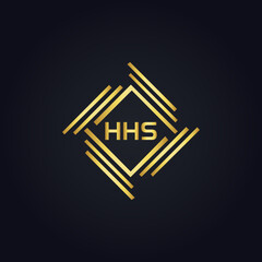 HHS logo. H H S design. White HHS letter. HHS, H H S letter logo design. H H S letter logo design in GOLD, GOLDEN LOGO, THREE, style. letter logo set in one artboard. H H S letter logo vector design.