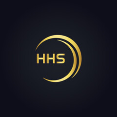 HHS logo. H H S design. White HHS letter. HHS, H H S letter logo design. H H S letter logo design in GOLD, GOLDEN LOGO, THREE, style. letter logo set in one artboard. H H S letter logo vector design.