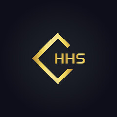 HHS logo. H H S design. White HHS letter. HHS, H H S letter logo design. H H S letter logo design in GOLD, GOLDEN LOGO, THREE, style. letter logo set in one artboard. H H S letter logo vector design.