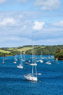 Boats and Yachts on Kingsbridge Estuary in Salcombe and Mill Bay, Batson Creek, Southpool Creek, Devon, England, Europe