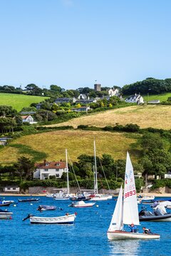 Boats and Yachts on Kingsbridge Estuary in Salcombe and Mill Bay, Batson Creek, Southpool Creek, Devon, England, Europe