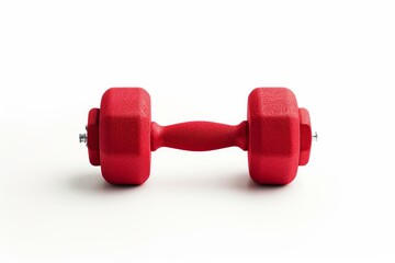 Obraz premium Isolated white background with red dumbbell Copy space