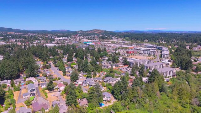 Aerial view of Langford British Columbia on a sunny day.
