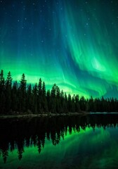 aurora borealis over the river