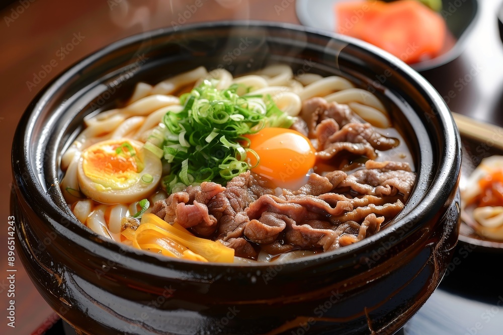 Wall mural Nabeyaki Udon a hot pot dish with Japanese udon noodles