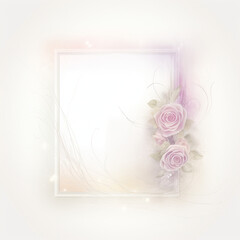 Frame of pastel pink and lilac colored roses with smooth scrapbooking design and copy space