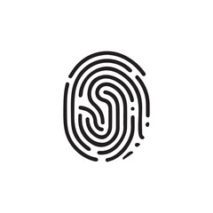 Finger print black and color icon mark human security vector design.