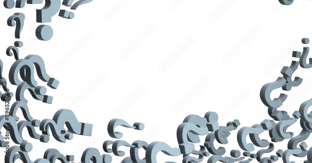 Poster Colored question marks background. 3D Rendering..
