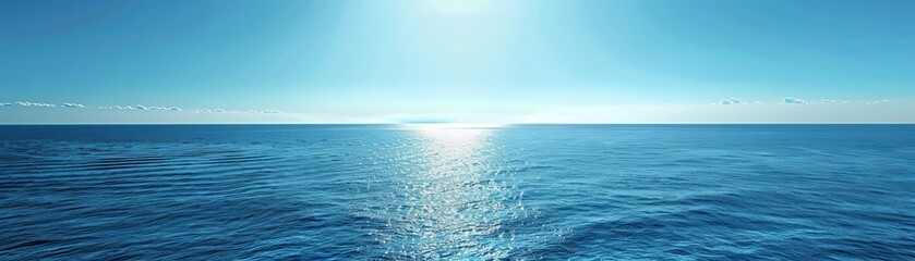 Fototapeta premium The ocean is calm and the sun is shining on the water