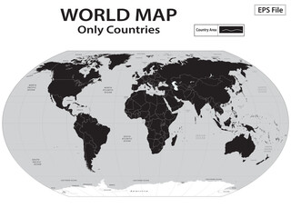 World map. Political maps of North and South America, Europe and Asia, Africa and Australia continents. World map countries and country names. 