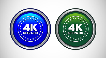 Obraz premium 4K Ultra HD Video Resolution Icon Button Set Design Illustration, High Definition TV, 4K Web Button