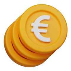 euro coin 3d icon isolated on the transparent background