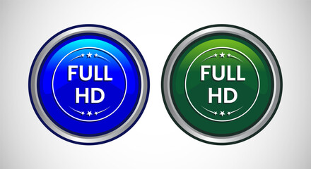 High Definition TV Icon Button Set Design Illustration