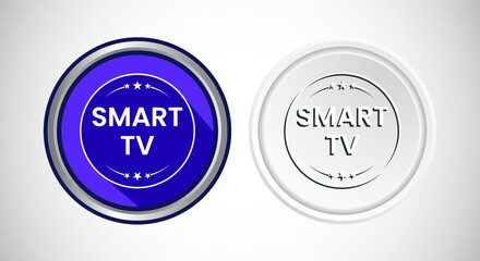 High Definition TV Icon Button Set Design Illustration