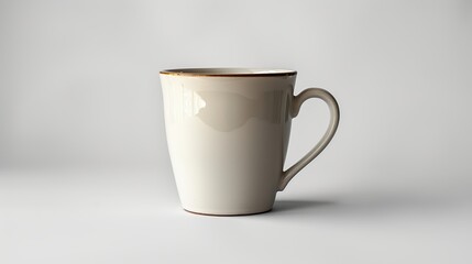 Fototapeta premium White Mug with Brown Rim on White Background