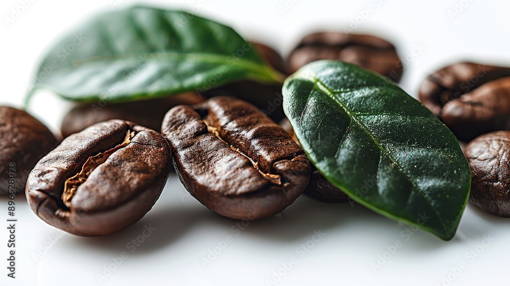 Wall mural Coffee Beans and Leaves