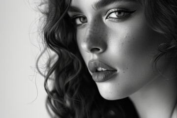 Stunning monochrome portrait of an attractive girl