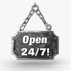 Locksmith Themed Open 24/7 Sign Concept Black Grey White Generative Illustration