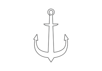 Anchor continuous single line drawing vector illustration . Premium vector