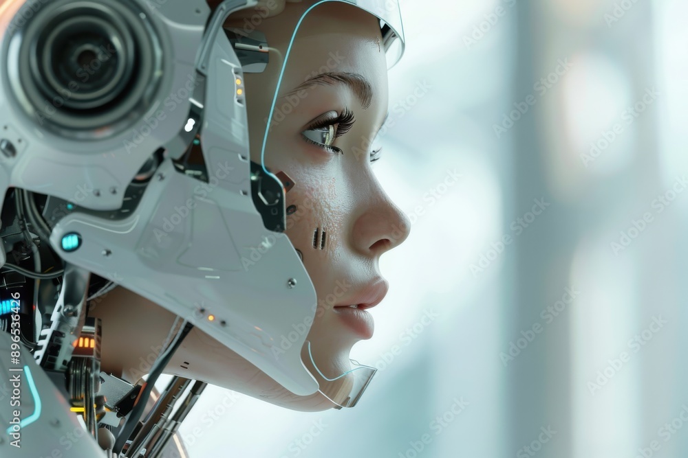 Poster artificial intelligence - ai robot with human face