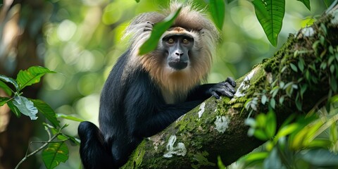 Fototapeta premium lion-tailed macaque in the wild,