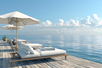 Obraz premium terrace with sea view and blue sky background