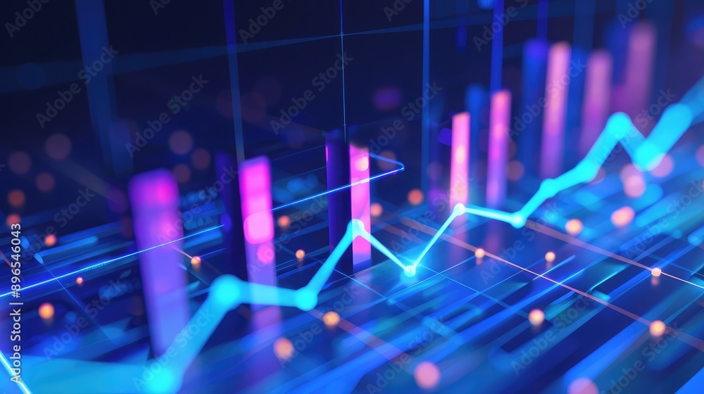 Poster a high-resolution image of a bar graph with increasing revenue lines.
