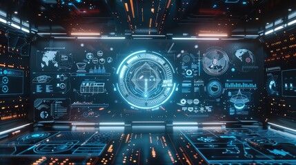 A high-resolution image of a digital interface with holographic communication icons.