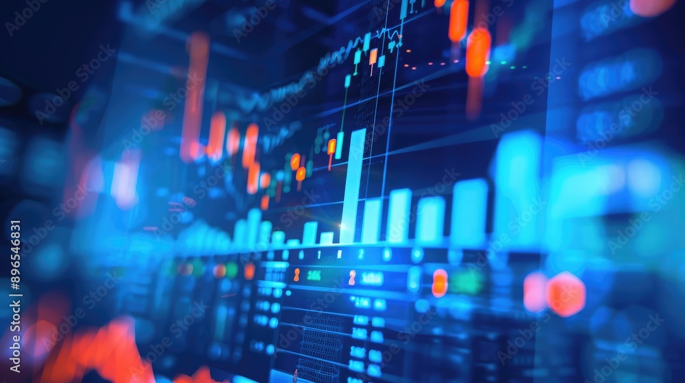 Poster a high-resolution image of a stock market graph on a computer screen.