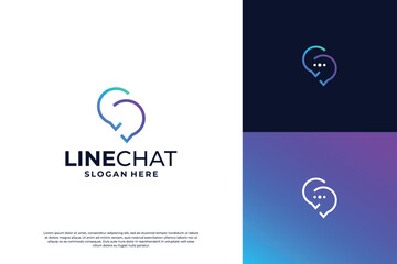 Minimalist chat with line art style logo design