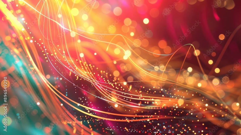 Poster a vibrant background featuring abstract lines and shapes representing data transfer