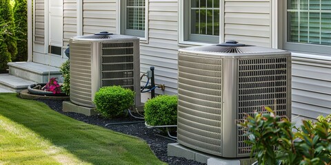 HVAC air conditioning units on exterior of house
